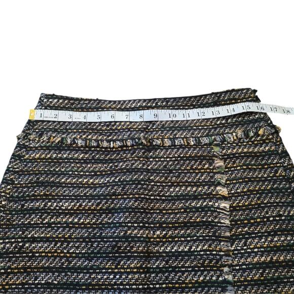 Loft Tweed Mini Skirt Frayed Hem A-Line Woven Career Party Fringe Size 6 - Picture 6 of 8